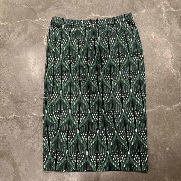 Chloe Stora Green Straight Pencil Skirt Patterned sz FR 38 US 6 - Picture 3 of 5